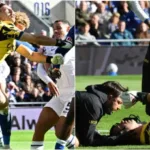 Dibu Martínez sufrió un fuerte golpe en la cabeza y salió en camilla en el partido del Chelsea